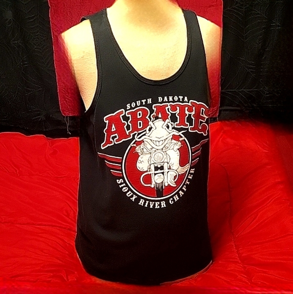 Vtg blk South Dakota let those who ride decide abate fish graphic tank L unisex - Picture 1 of 17